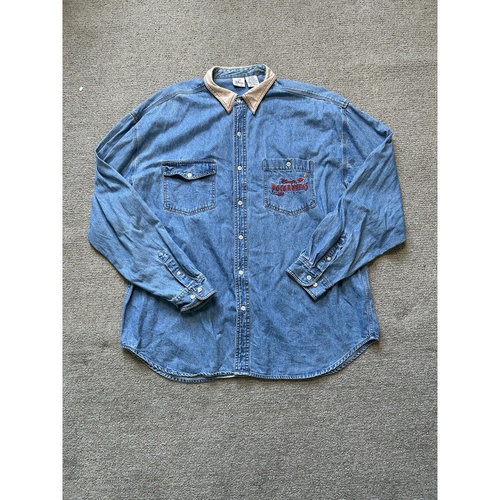 Vintage Y2K The Disney Store Pocahontas Denim Work Shirt - Size XXL